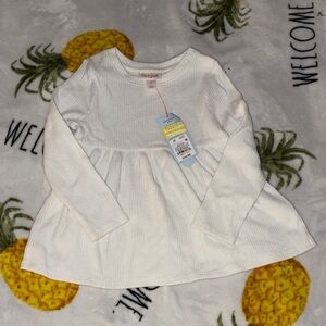 Cat & Jack White Ribbed Long-Sleeve Peplum Top for Kids 3T